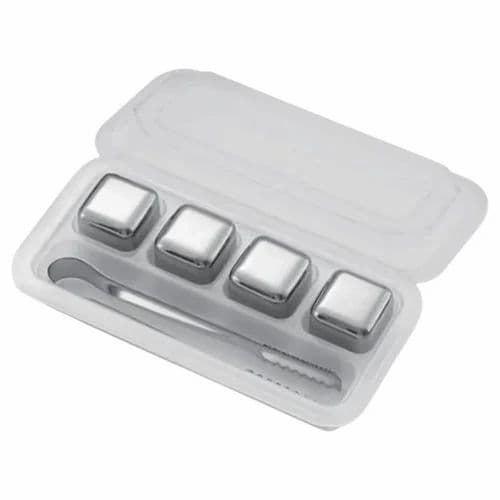 Stainless Steel Reusable Ice Cubes With Tong Pack 4