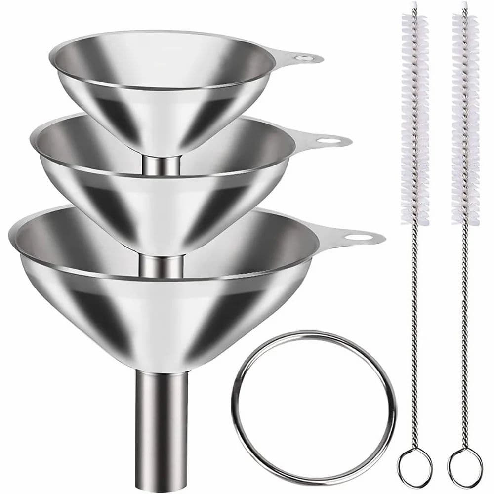 3Pcs Metal Stainless Steel Long Handle Funnel